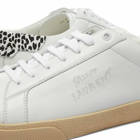 Saint Laurent Men's SL-06 Court Leather Signature Sneakers in White/Leopard