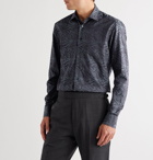 Etro - Zebra-Print Cotton-Poplin Shirt - Blue