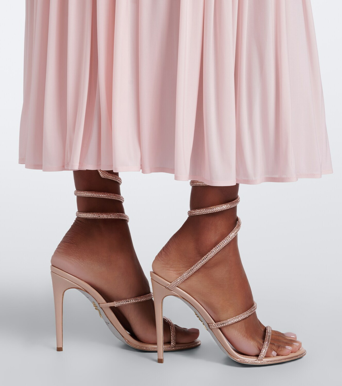 Rene Caovilla Cleo crystal-embellished satin sandals