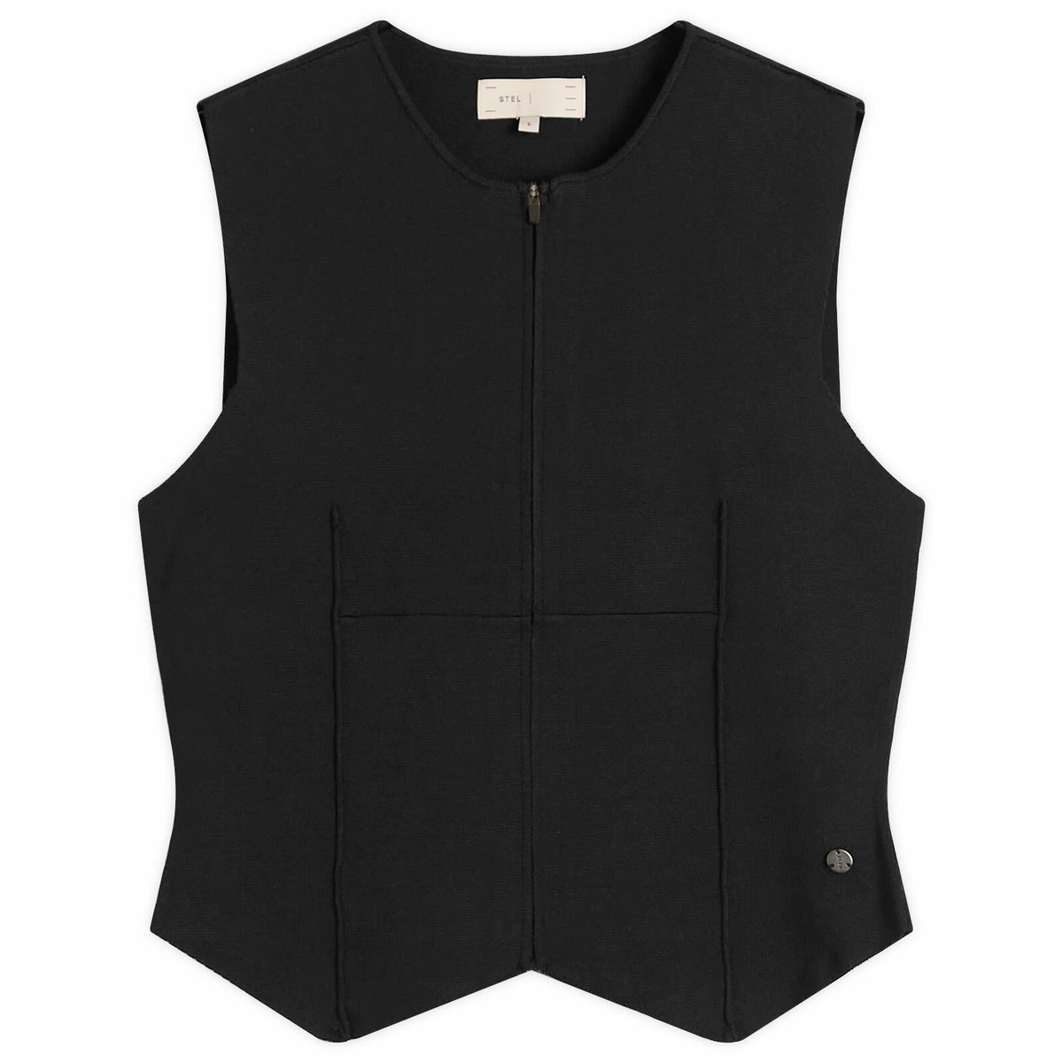 STEL Women's Zip Up Power Knit Vest in Black