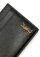 Saint Laurent Logo Leather Card Holder - Black - One Size