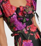 Rodarte Printed puff-sleeve silk midi dress
