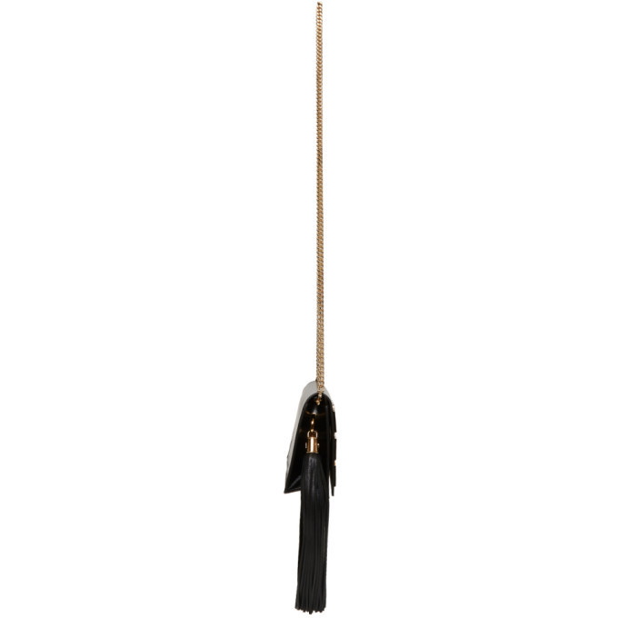 Balmain Black Leather Tassel Crossbody Bag