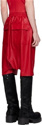 Rick Owens Red Rick's Pods Leather Shorts