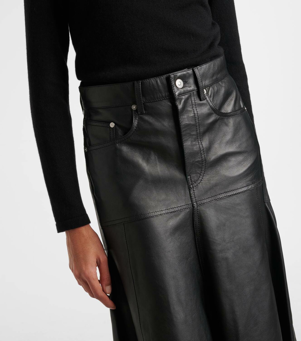 Victoria Beckham Panelled Lamb Skirt