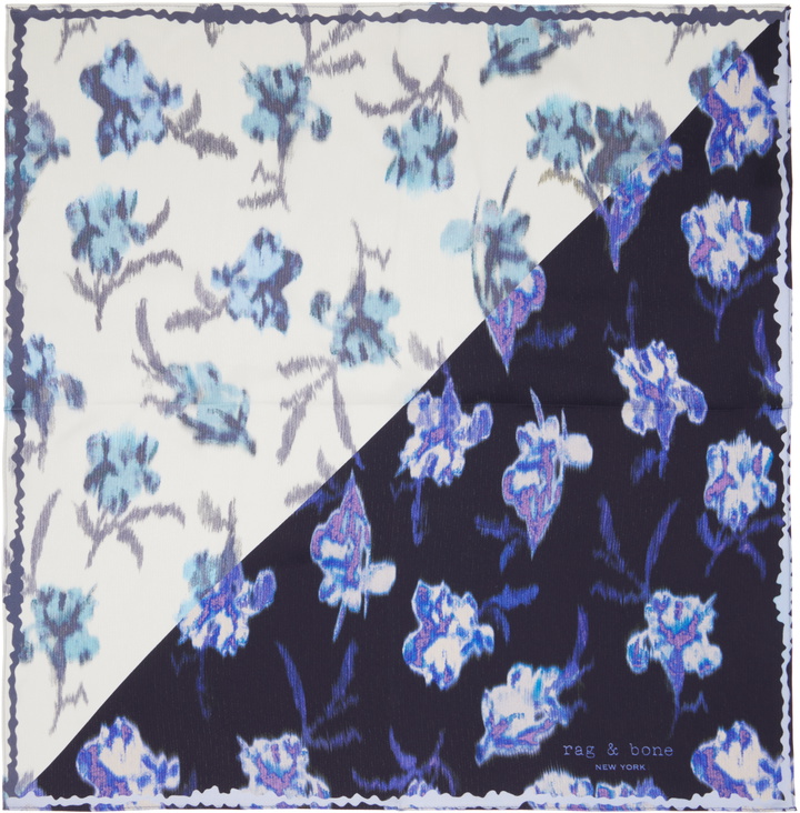 Photo: rag & bone Navy Kit Floral-Print Silk Bandana Scarf