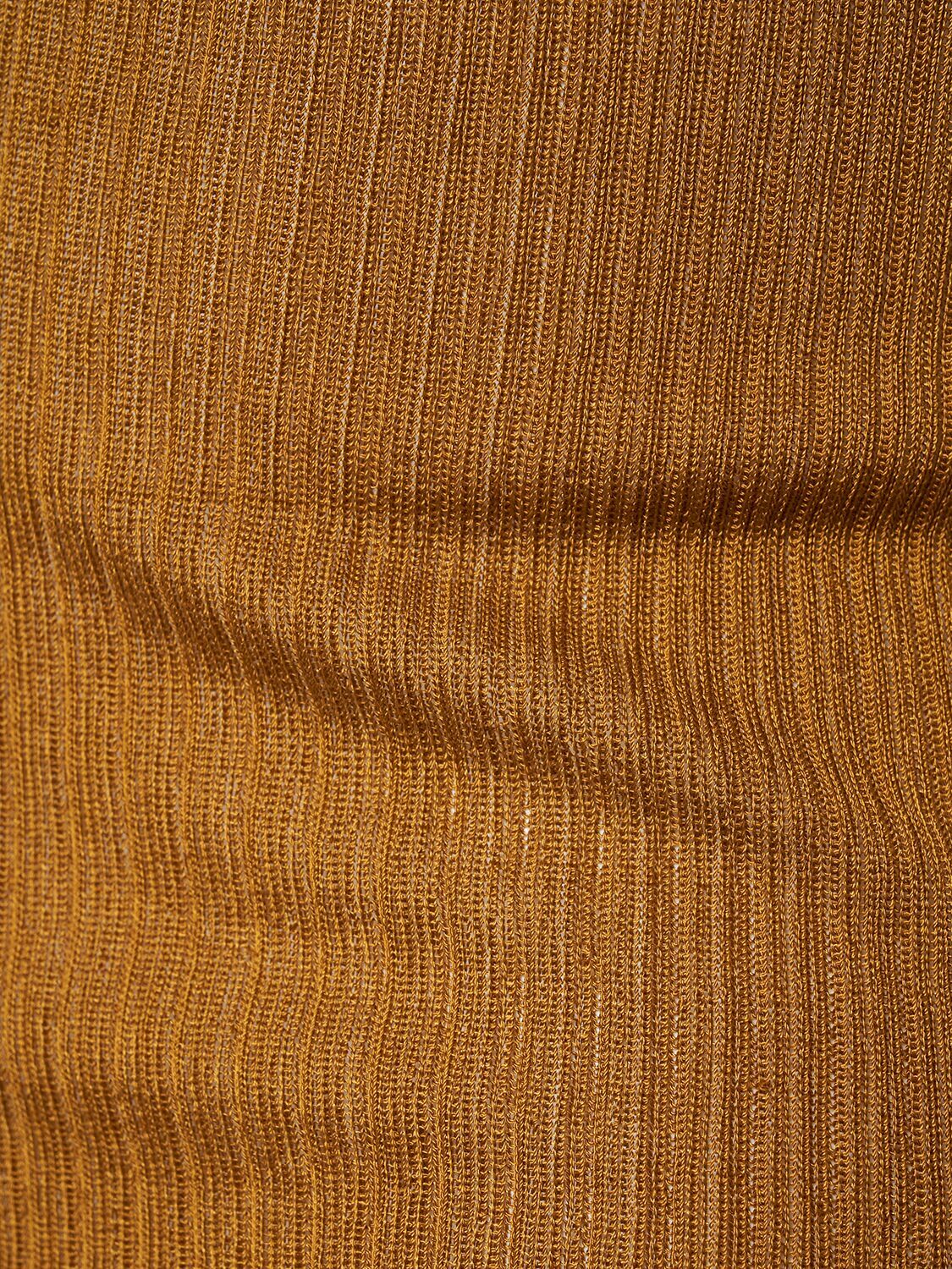 MAX MARA - Saggina Ribbed Silk V Neck L/s Top
