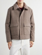 Canali - Shearling-Trimmed Wool and Cashmere-Blend Bomber Jacket - Neutrals