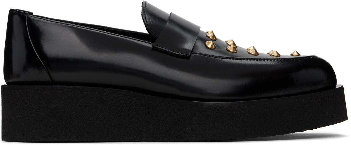 Ernest W. Baker Black & Gold Creeper Studded Loafers Ernest