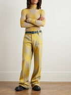 Burberry - Wide-Leg Checked Virgin Wool-Twill Trousers - Yellow