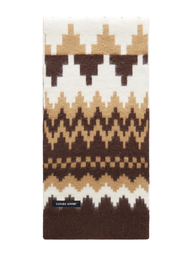 Photo: Canada Goose - Logo-Appliquéd Fair Isle Jacquard-Knit Wool and Alpaca-Blend Scarf - Brown
