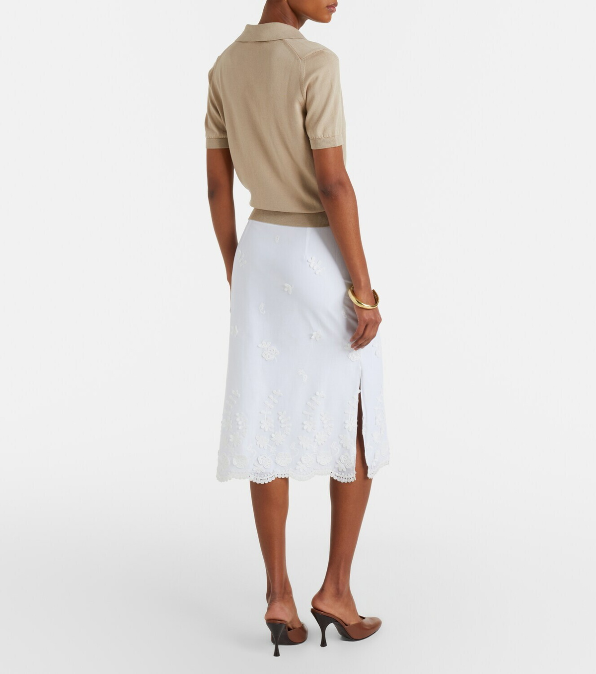 Altuzarra Malik embroidered cotton midi skirt