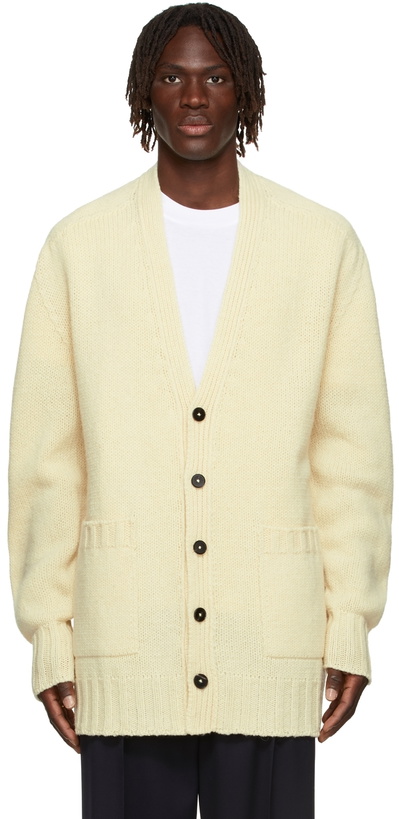 Photo: Jil Sander Yellow Wool Ribbed Cardigan