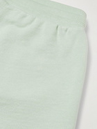 AMI PARIS - Straight-Leg Logo-Embroidered Organic Cotton-Jersey Drawstring Shorts - Green