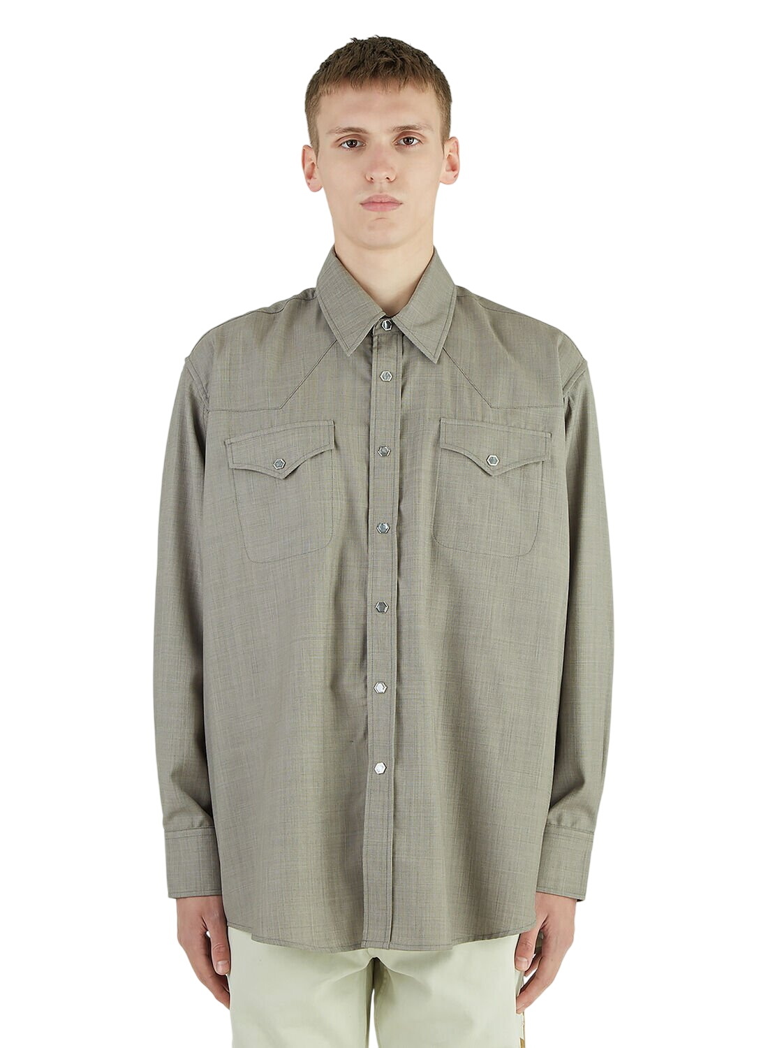 OUR LEGACY - Ranch Oversized Checked Woven Western Shirt - Blue
