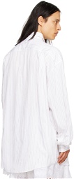 Hed Mayner White & Brown Pinstripe Shirt