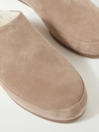 Mulo - Shearling-Lined Suede Slippers - Brown