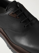 Bottega Veneta - The Tire Rubber-Trimmed Leather Derby Shoes - Black