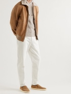 Brunello Cucinelli - Slim-Fit Ribbed Cotton Hoodie - Neutrals