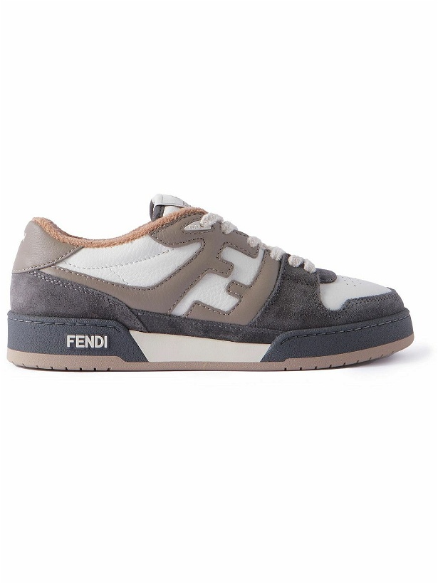 Photo: Fendi - Fendi Match Suede-Trimmed Leather Sneakers - Gray