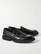 VINNY's - Kiltee Full-Grain Leather Penny Loafers - Black