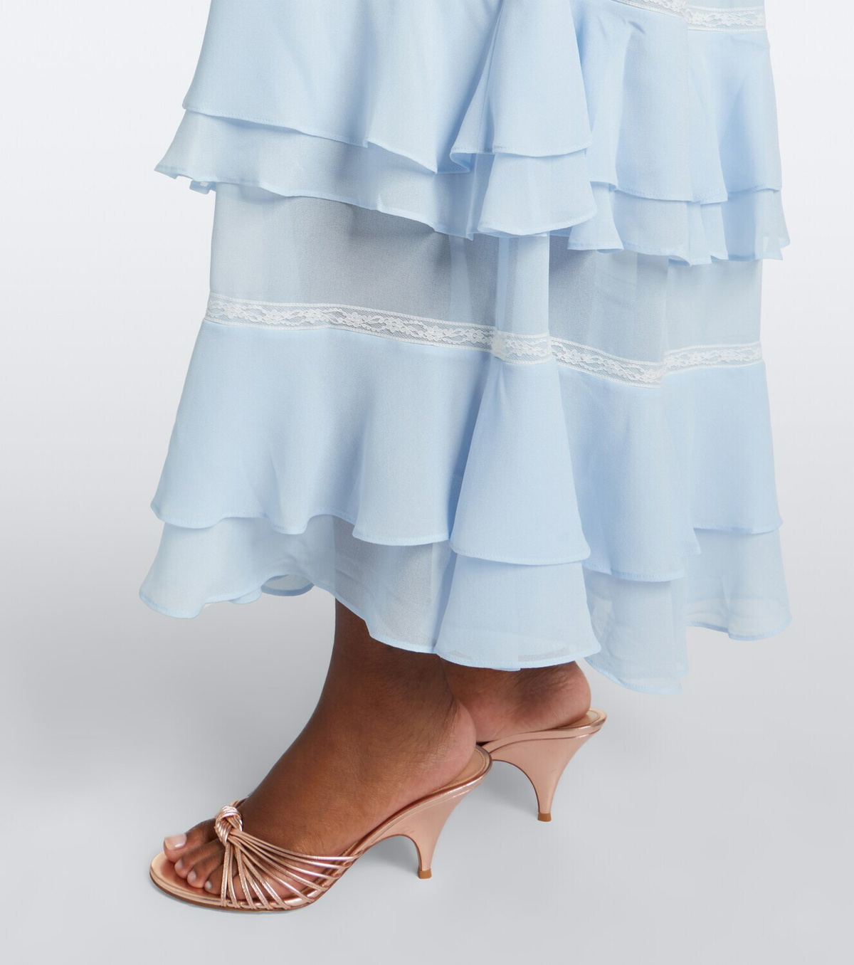 Xu Zhi Ruffled off-shoulder lace-trimmed maxi dress