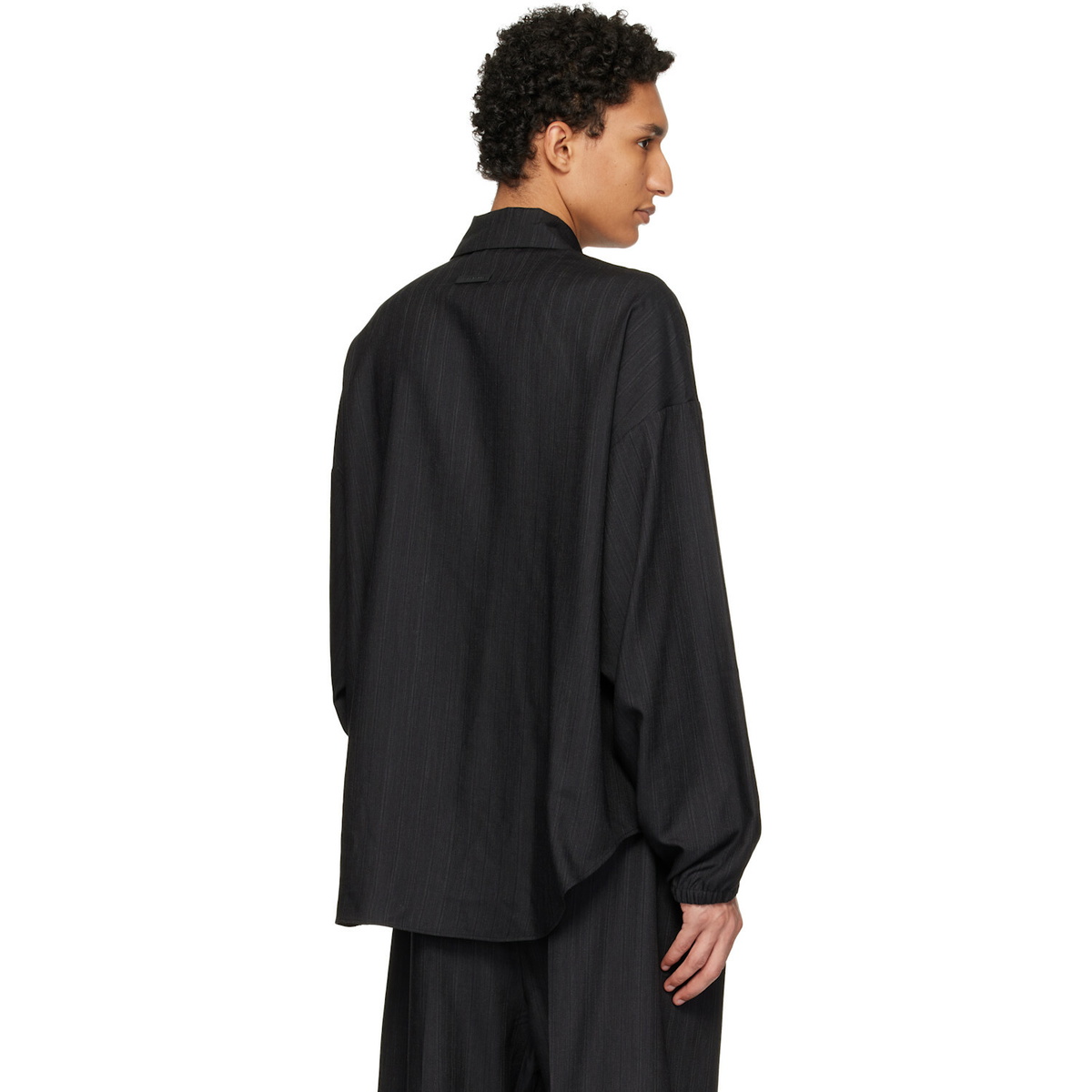 Fear of God Black Striped Wool Elastic Cuff Shirt