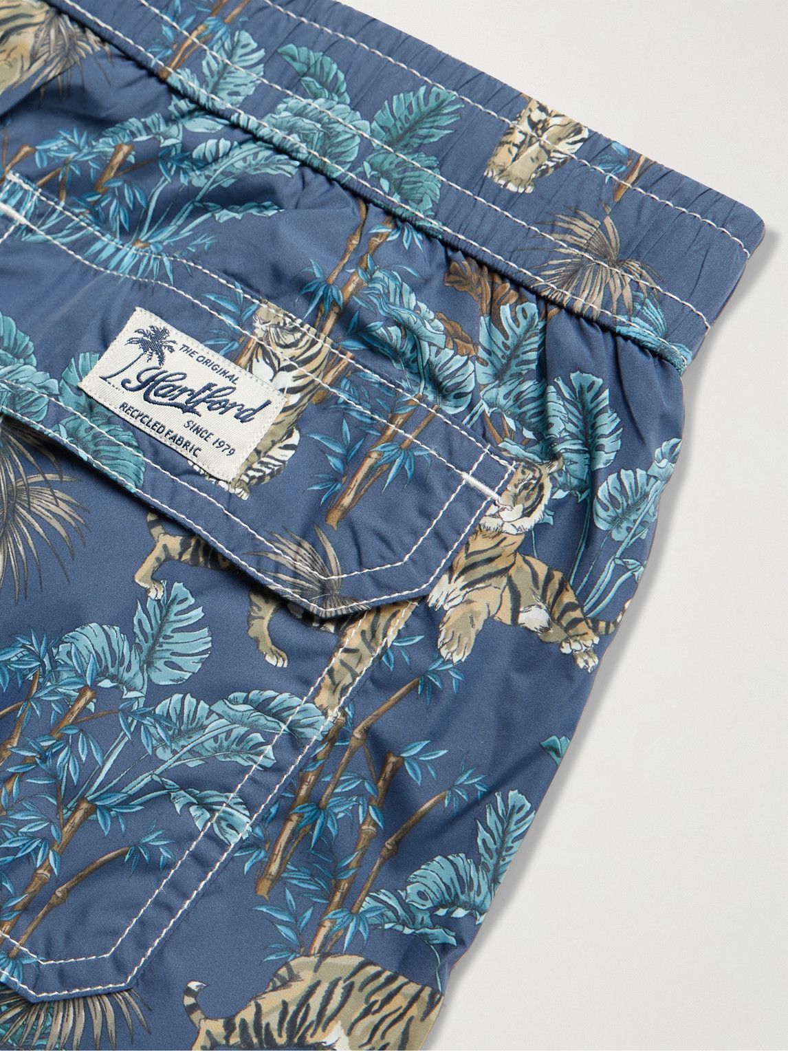 HARTFORD PALMS PRINT SWIM TRUNKS Man Blue Denim