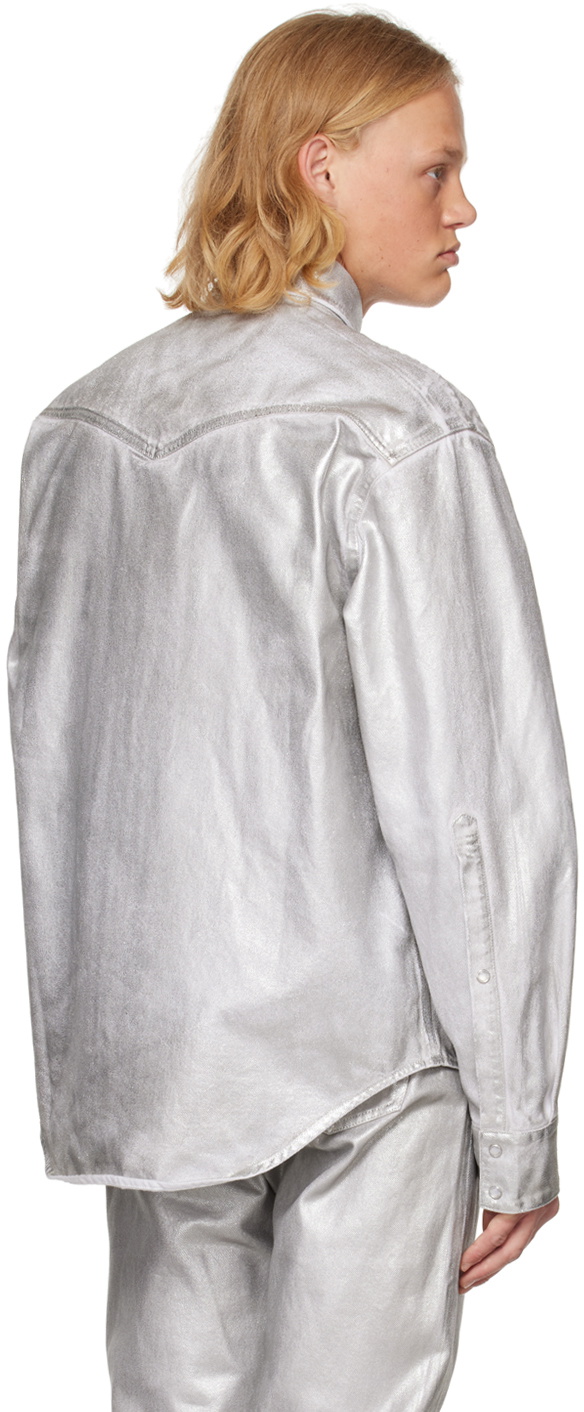 VTMNTS Silver Metallic Denim Shirt