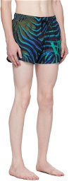 Versace Underwear Blue Graphic Swim Shorts