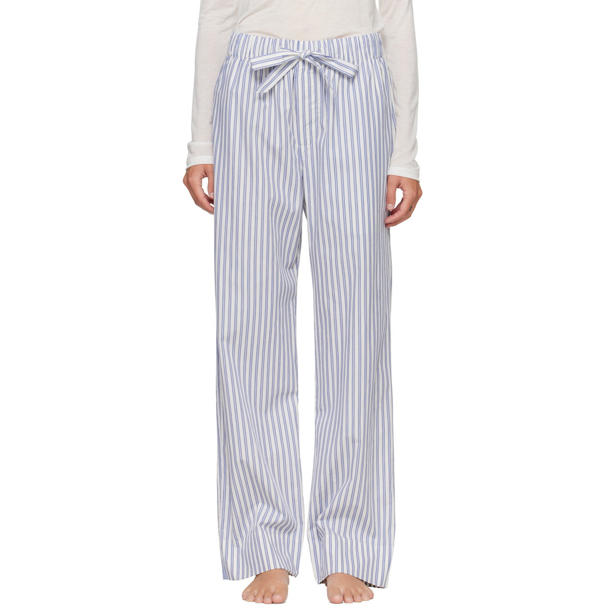 Tekla Blue & White Poplin Pyjama Pants
