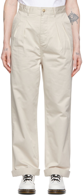 Photo: Maison Kitsuné Off-White Olympia Le-Tan Cotton Trousers