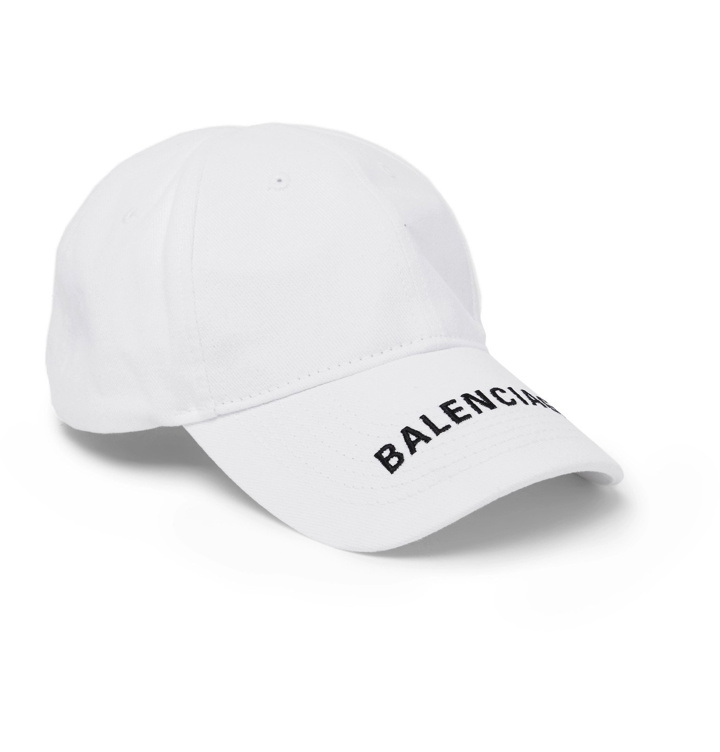 Photo: Balenciaga - Logo-Embroidered Cotton-Twill Baseball Cap - White