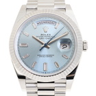 Rolex Day-Date 40 Ice-Blue Baguette Dial Mens Platinum President Watch M228236-0006