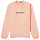 Napapijri Men's Box Logo Crew Sweatshirt in Pink Salmon