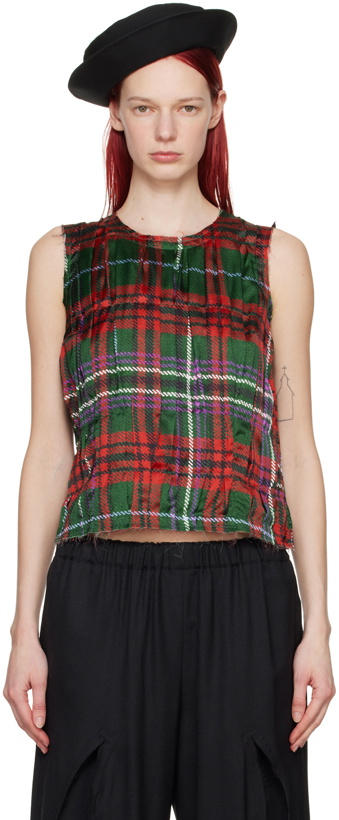 Photo: Comme des Garçons Red & Green Pleated Tank Top
