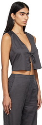 LESET Gray Yoko Tie Top
