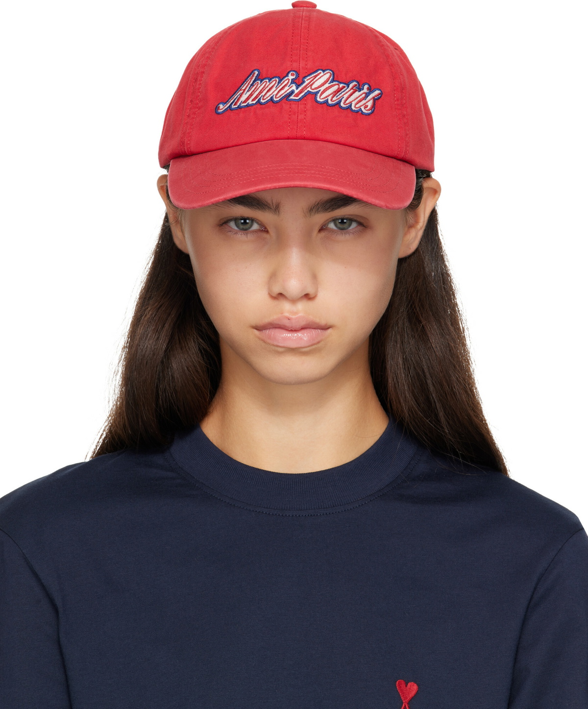 AMI Paris Women's AMI Tonal Embroidery Cap in Candy Pink AMI