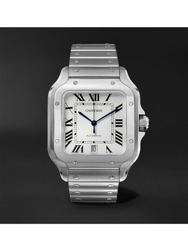 Photo: Cartier - Santos Automatic 39.8mm Interchangeable Stainless Steel and Leather Watch , Ref. No. WSSA0009