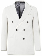 Kiton - Double-Breasted Lyocell-Blend Suit Jacket - Gray