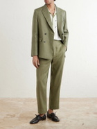 BODE - Linen Double-Breasted Blazer - Green