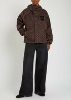 Ganni Polka dot Hooded Shell Jacket Brown