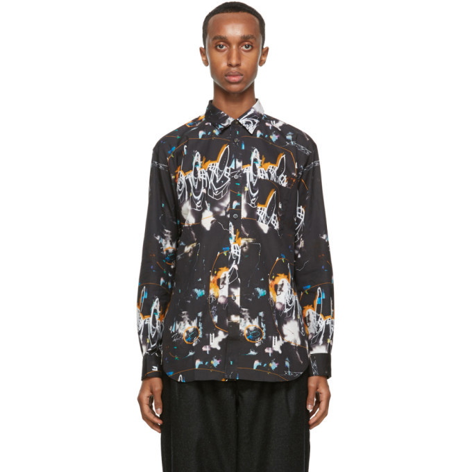 Photo: Comme des Garcons Shirt Black Poplin Futura Edition Print Shirt