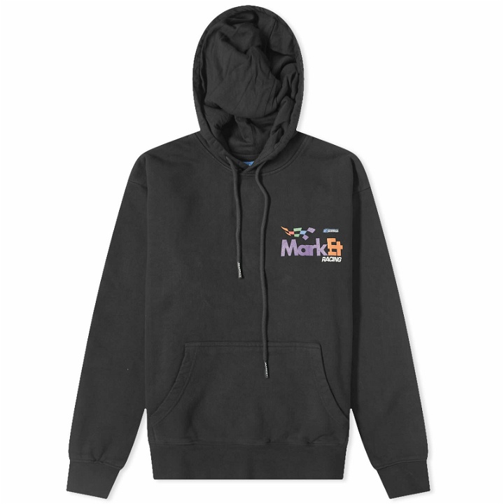 Photo: MARKET Men's Express Racing Pullover Hoodie in Washed Black