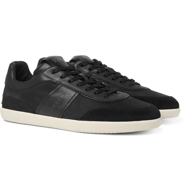 Photo: Tod's - Leather and Suede-Trimmed Nubuck Sneakers - Black