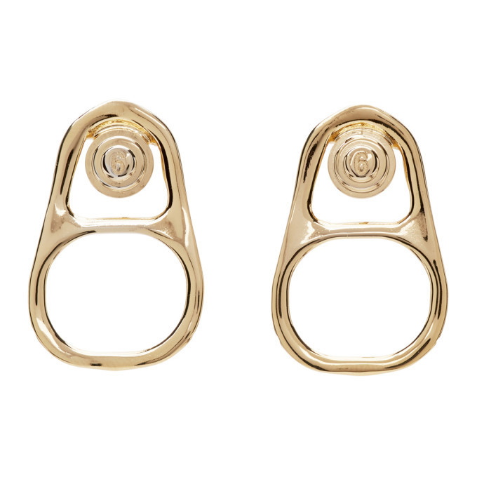 Photo: MM6 Maison Margiela Gold Can Tab Stud Earrings