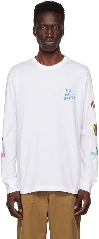 Photo: PS by Paul Smith White Folklore Long Sleeve T-Shirt