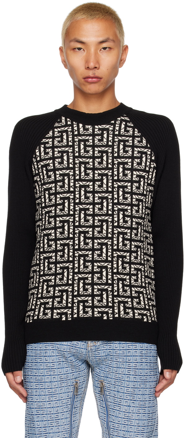 Balmain Black & White Monogram Sweater Balmain