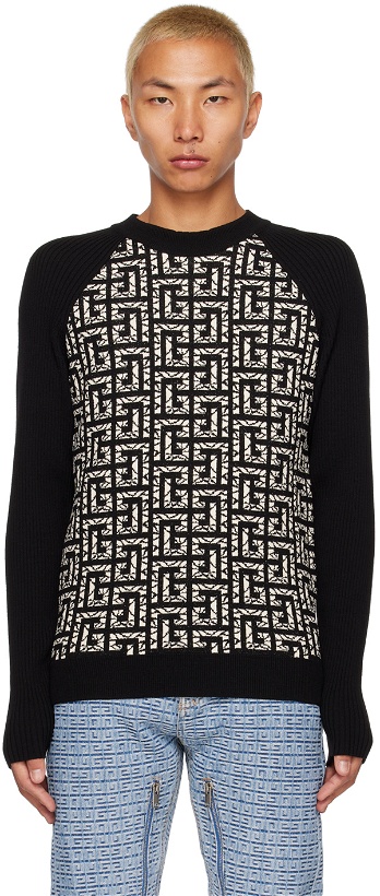 Photo: Balmain Black & White Monogram Sweater