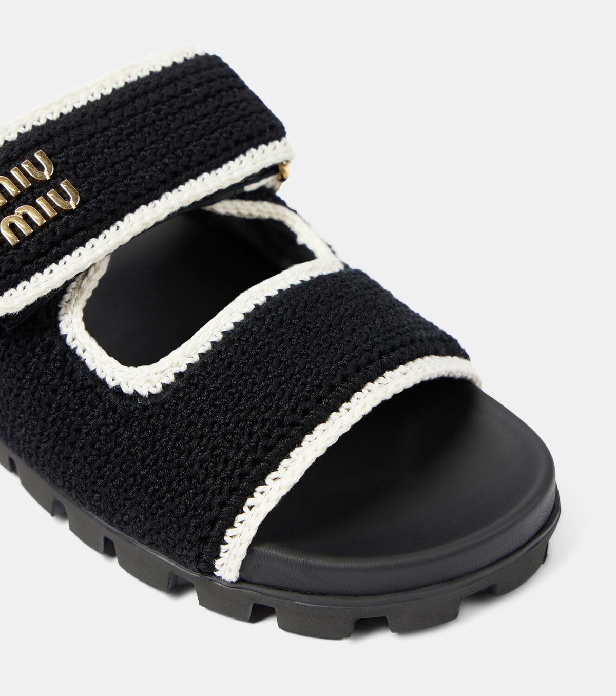 【MiuMiu】Crochet knit sandals ニットサンダル Miu Miu Women's Crochet Slide Sandals | Bloomingdale's